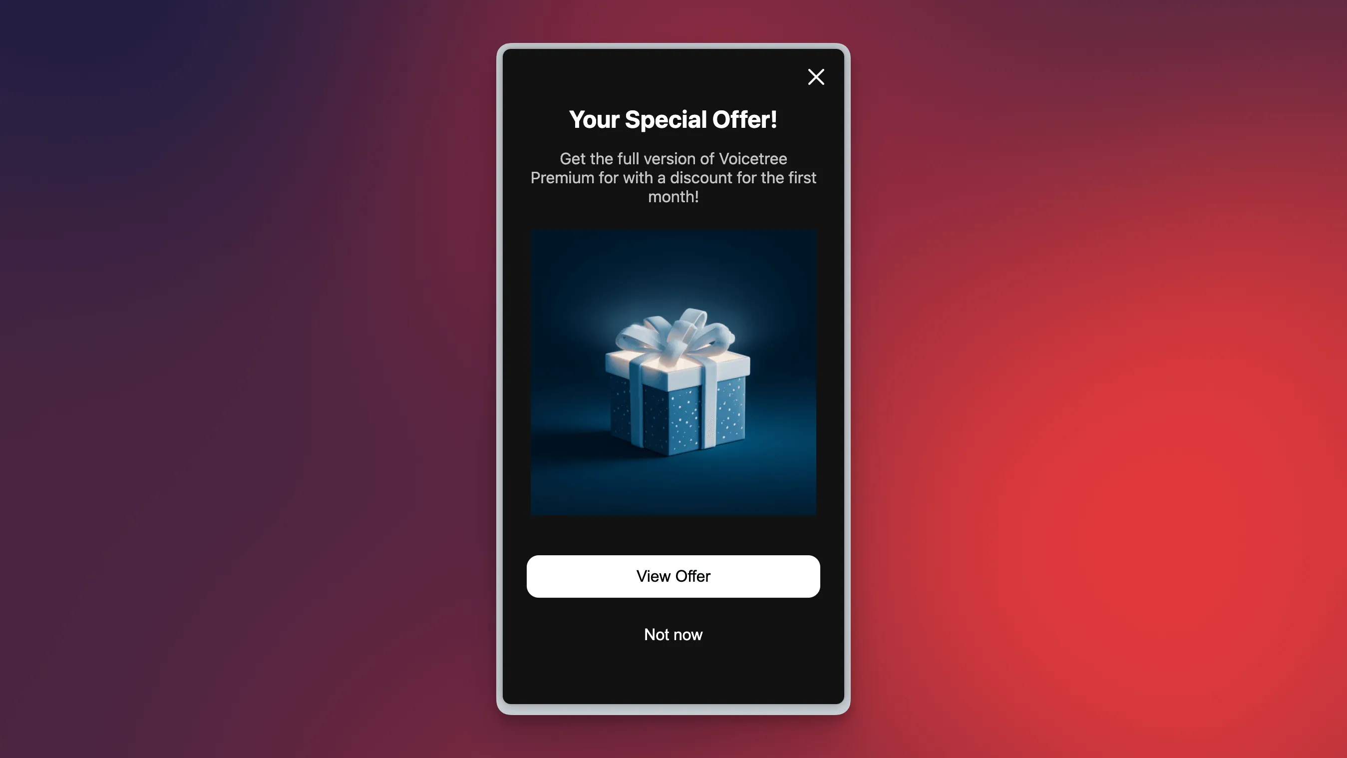 Screenshot of special offer